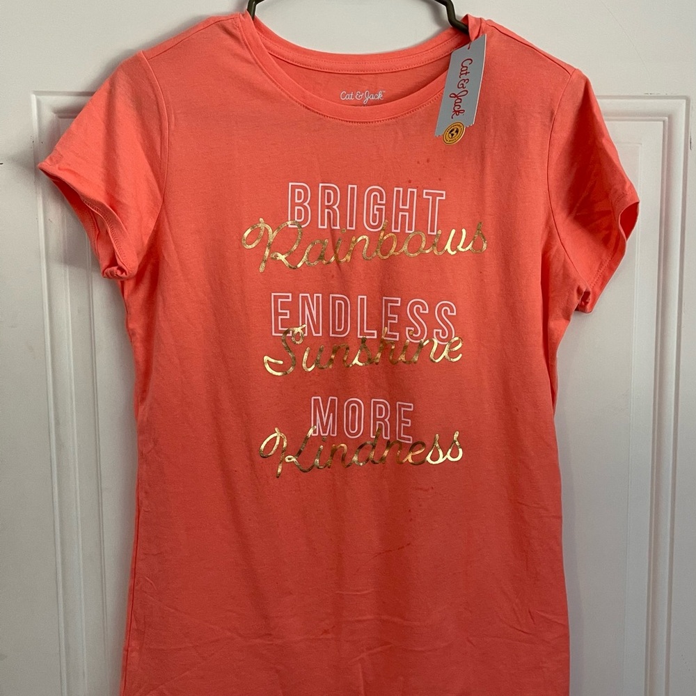 GIRLS- SIZE 14/16-XL- "CAT & JACK" SHORT-SLEEVE TOP-- ORANGE